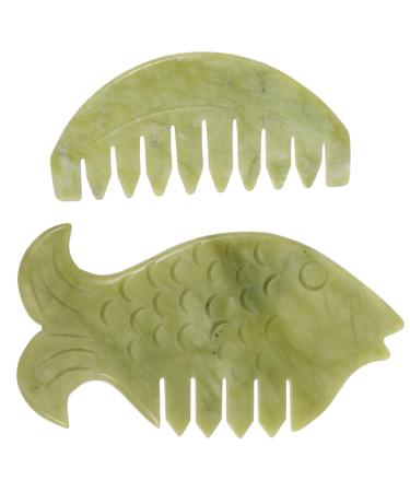 Beaupretty 2st Guasha comb for the scalp Jade massage curtquate Hand massage curb pocket tools Guasha-Brett JadeMassage Hand massager Handgan massager jade-guasha-combed head massage beams