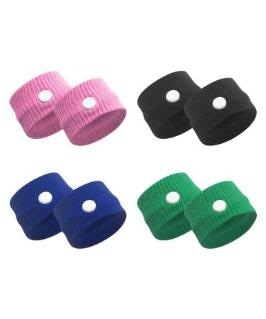 Tipri acupressure bracelet 4 pairs of acupressure band anti-uplaceness for adults and children acupressure bracelet for exhaustion of pregnancy seasidality travel sickness (4 colors)