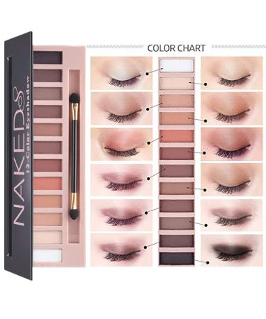 12 Color Naked Eyeshadow Palette with Makeup Brush and Vibely Mascara - Full Makeup Set for Women (Set A) - Buy Online on GoSupps.com