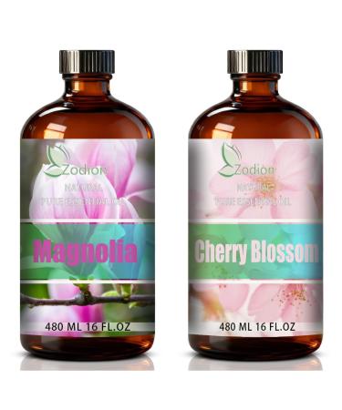 Cherry Blossom Essential Oil and Magnolia Essential Oil 16 Fl Oz - Cherry Blossom & Magnolia Oil for Diffuser Aromatherapy Home Fragrance Skin & Hair Care DIY Candle & Soap Making Yoga