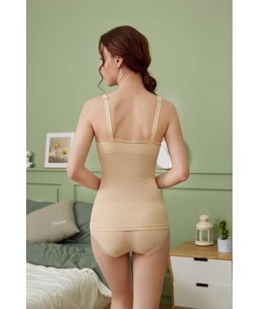 Dreamburn Women's Nursing Tank Top with Built-In Bra - Maternity Camisole for Breastfeeding (Medium, Beige) - Buy Online on GoSupps.com