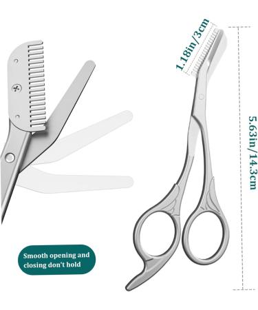 Eyebrow Trimmer Scissors 5.63" Stainless steel Eyebrow Scissors with Comb Rustproof Eye Brow Trimmer for Ladies Trimming Scissors with Non slip Handle - Buy Online on GoSupps.com