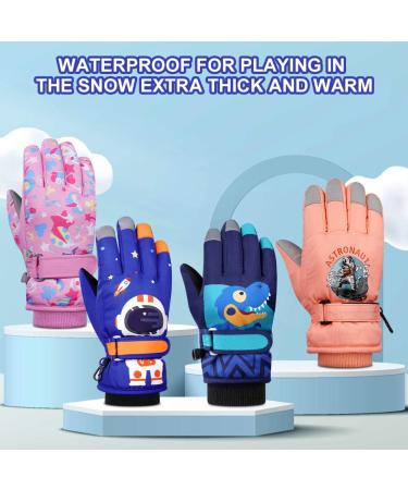 Flintronic Children's Skiing Gloves - Waterproof Winter Gloves for Girls (4-6 Years) | Adjustable Cuffs Windproof Fleece | Ideal for Skiing & Snowboarding - Navy Blue #4 - Buy Online on GoSupps.com