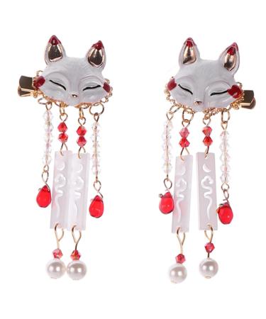VICASKY 1 Pair Fox Tassel Clip Women Tassel Hair Clip Girl Hair Clips Tassel Drop Barrette Tassel Barrette Chinese Tassel Hair Clip Chinese Hair Accessories Chinese Tassel Hairpin