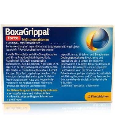 Buy BoxaGrippal Forte Cold Tablets Value Pack - 2x12 Film-Coated Tablets | Fast International Shipping - Buy Online on GoSupps.com