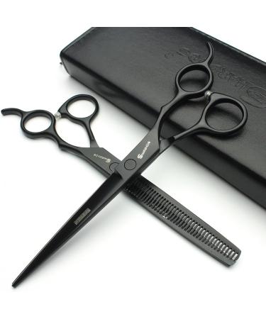 SHARONDS 440C Black 6 & 7 Inch Hair Cutting Scissors Set - Professional Thinning Scissors & Shears for Salon Use | International Shipping Available - Buy Online on GoSupps.com