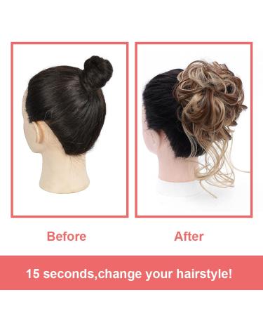 Brown Mix Ash Blonde Messy Bun Scrunchie: Tousled Updo Hair Extension for Women - Buy Online on GoSupps.com
