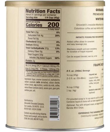 Ghirardelli White Mocha Frappe Mix, 49.92 oz - 3.12 Pound Pack, Premium Quality - Buy Online on GoSupps.com