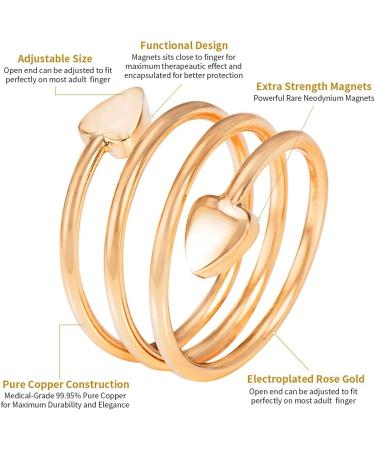 Magnetic field women's copper ring pure copper heart shaped women's ring Golden - Buy Online on GoSupps.com