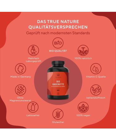 Organic Rose Hip Capsules 270 - High Dose Vegan EU Cultivated Pure & Fiber-Rich | True Nature - Laboratory Tested - Buy Online on GoSupps.com