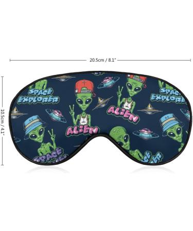 LynaRei Cartoon Green Alien Sleep Mask - Peace Love Blindfold for Full Night's Sleep, Travel and Nap Style-1 - Buy Online on GoSupps.com