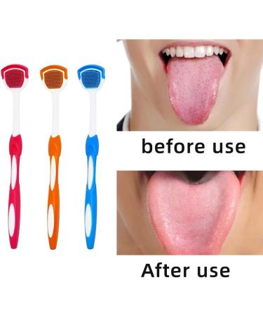 Buy Hzaopze Tongue Brush & Scraper - Effective Tongue Cleaner for Bad Breath | Set of 3 Food-Grade Colorful Brushes - Buy Online on GoSupps.com