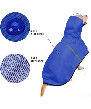 Docio Waterproof Dog Raincoat with Hood & Reflective Strip - Large 6XL Blue Jacket for Medium & Large Dogs - Buy Online on GoSupps.com