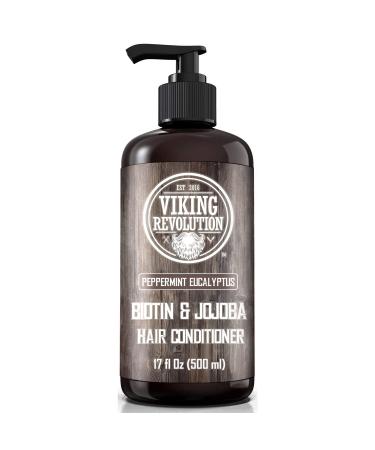 Viking Revolution Biotin Mens Conditioner - Eucalyptus and Peppermint Conditioner with Jojoba Oil and Mint Oil - Peppermint Oil Hair Conditioner for Men - Conditioner for Dry Hair (17 Oz)