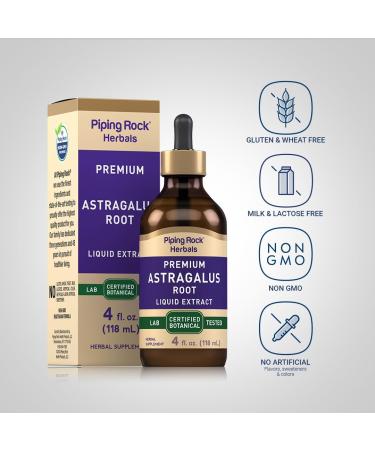 Piping Rock Astragalus Tincture Drops | 4 Fl Oz | Herb Root Extract | Liquid Supplement for Men and Women | Vegetarian Non-GMO Gluten Free - Buy Online on GoSupps.com