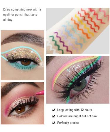Colourful Eyeliners Matte Eyeliner Pencil Long Lasting Waterproof Makeup Cosmetics 12PCS - Buy Online on GoSupps.com