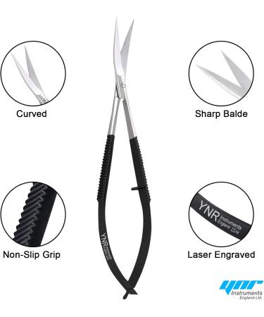 Facial Hair Scissors-Eyebrow Trimmer-Grooming Scissors for Eyebrow Shaping Ear Nose Nostril Hair & Moustache (Black Curved) - Buy Online on GoSupps.com