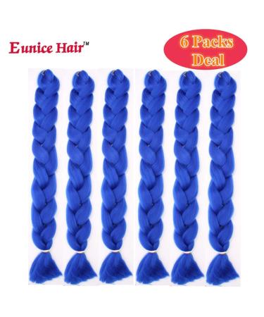 6 Packs Eunice Jumbo Hair Extensions - Blue Kanekalon Kunsthaar for Crochet Box Braids - 100 cm 165g Each - Buy Online on GoSupps.com