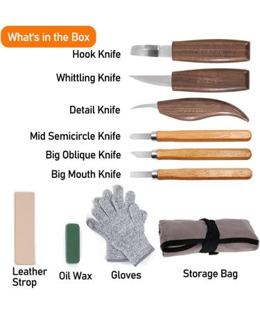 10Pcs Wood Carving Knife Set Beginner Kit  Convenient Tools Set Cut Resistant Gloves Spoon Carving Hook Knife  Wood Carving Whittling Knife  Chip Carving Detail Knife Sandpaper for Woodworking - Buy Online on GoSupps.com