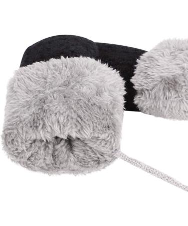 Cute Winter Thicken Knitted Toddler Mittens with Fleece Lining - Anti-Lost String, Ages 0-4 - Black - Buy Online on GoSupps.com