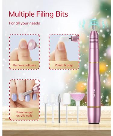 Aevo Portable Electric Nail Cutter Set | Professional Compact USB Nail File for Home Manicure & Pedicure | 11 Attachments for Acrylic Gel & Callus Care - Buy Online on GoSupps.com