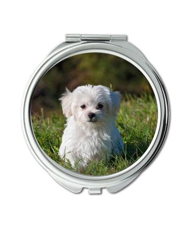 Mirror Travel Mirror Dog Young Dog Small Dog Maltese White Puppy Young Pocket Mirror portable mirror