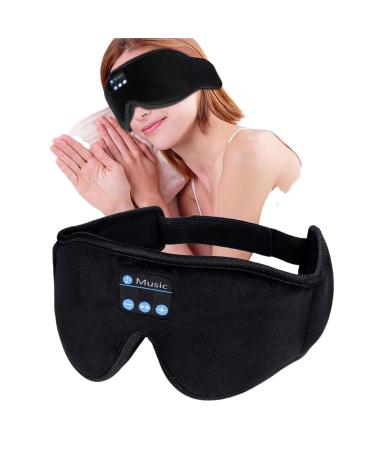 Sleep Music Eye mask 3D Model Wireless Bluetooth Eye mask Blackout Breathable Stereo Sound Music Sleep Headset Eye mask (Black)