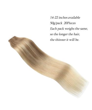 Remy Tape-In Hair Extensions | Invisible Sun-Kissed Balayage | Ash Brown to Dirty Blonde | 20 Pieces - 50g 50cm | #B8-18-60 - Buy Online on GoSupps.com