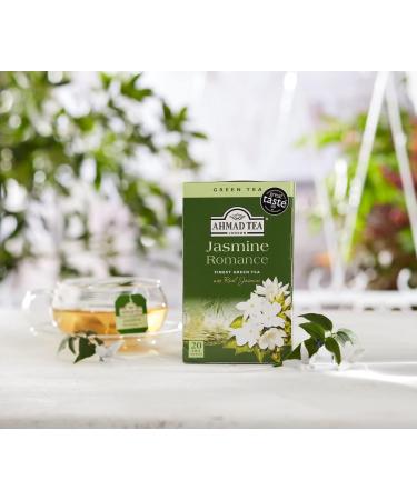 Ahmad Tea Jasmine Romance Green Tea with Jasmine Flowers - 20 Tea Bags (2g) - Ribbon Tea Bags - Pack of 1 - Buy Online on GoSupps.com