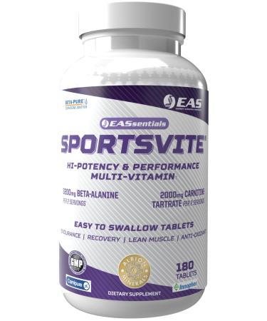 EAS SportsVite High Potency Multivitamin for Athletes | Vitamin & Mineral Nutrient Blend | 2300mg Beta Alanine, 2000mg Carnitine Tartrate | 180 Tablets