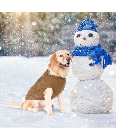 Bingpet Turtleneck Knitted Sweater for Dogs & Cats - Classic Braided Design Warm Winter Clothing (Medium Brown) - Perfect Pet Outfits for Cold Season - Buy Online on GoSupps.com