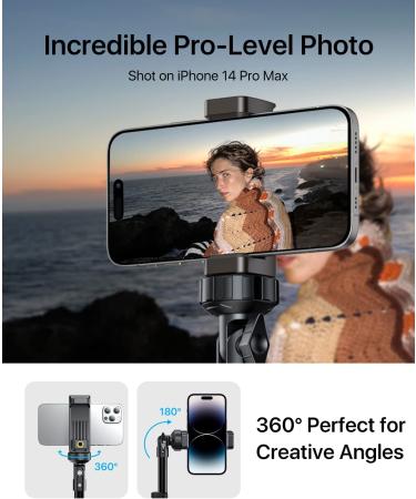 Andobil 62'' Tripod for iPhone | Wireless Remote | Extendable Cell Phone Stand | Lightweight Travel Tripod | Compatible with iPhone 13 Pro Max/12/11, Samsung S22/S21, Android, Camera, GoPro - Black - Buy Online on GoSupps.com