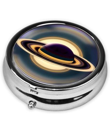 Beautiful Saturn Round Pill Box - 3 Compartment Travel Organizer for Pills - Portable & Durable - Buy Online on GoSupps.com