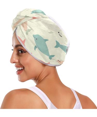 Red Grey Teal Whales Hair Towel 2 Pack - Super Absorbent Quick Dry Hair Turbans for Women & Girls | Perfect Hair Drying Solution - Buy Online on GoSupps.com