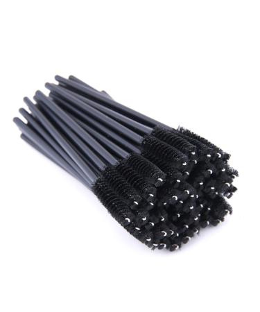 50 Disposable Eyelash Brushes Mascara Sticks Eyelash Makeup Tools (Color : BK)