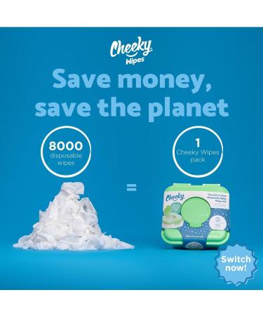 Cheeky Wipes Reusable Baby Wipe Kit - 25 Washable Bamboo Terry Cloth Wipes with Fresh and Mucky Soaking Boxes & Essential Oil Solutions - Bamboo (White) - Buy Online on GoSupps.com