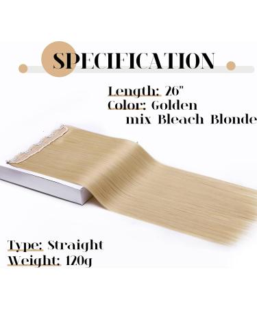 S-noilite 26 Half Full Head One Piece Clip in Hair Extensions - Long Straight Golden Mix Bleach Blonde - 26 Inch - Buy Online on GoSupps.com