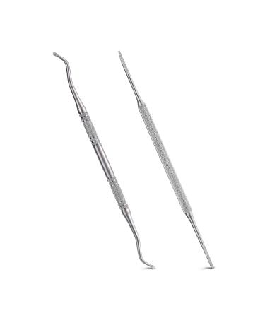 2PCS Ingrown Toenail File and Lifter with Storage Case,YINYIN100% Stainless Steel ingrown toenail tool,Double Sided Professional Grade Nail Cleaner Tool  Silver