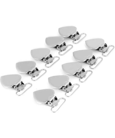 Jeanoko 10pcs Heart Shaped Pacifier Clips - 20MM Nickel Duckbill Buckle Strap for Soothing Babies | International Shipping - Buy Online on GoSupps.com