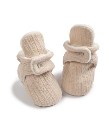 Sonsage Infant Baby Girls Boys Snow Boots Soft Anti-Skid Sole Ankle Premium Booties Newborn Toddler Prewalker Winter Warm Crib Shoes 6-12 Months C01 Apricot