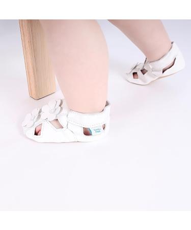Dotty Fish Soft Leather Baby Shoes | Toddler Sandals | Non-slip Suede Soles | White Flowers | 0-6 Months to 3-4 Years - Buy Online on GoSupps.com
