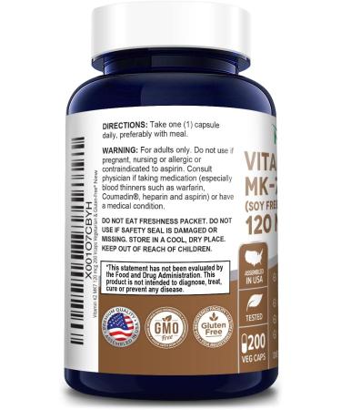 NusaPure Vitamin K2 MK7 120 mcg - 200 Veggie Caps, Non-GMO, Vegan & Gluten Free - Buy Online on GoSupps.com