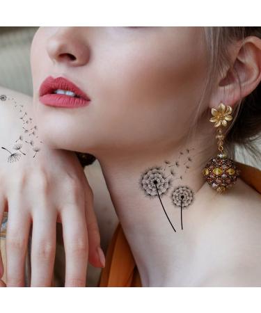 Dandelion Temporary Tattoos for Women - 14 Sheets, Waterproof and Realistic Flying Birds Butterfly Designs for Body, Leg, Arm, Hand, Wrist, Neck Decoration - Buy Online on GoSupps.com
