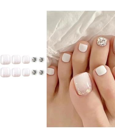 FEIlei False Toenails White Artificial Short Toenails Full Cover Toe Nails for Women - Buy Online on GoSupps.com