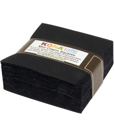 Black Kona Solids Mini Charm Pack 84 100% Cotton 2.5 Precut Fabric Quilt Squares