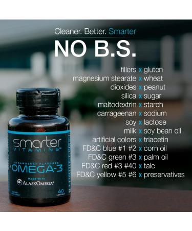 3 Pack Smarter Omega-3 Fish Oil Burpless Strawberry Flavor | Triple Strength 2000mg DHA EPA | AlaskOmega | Brain & Joint Support - Buy Online on GoSupps.com