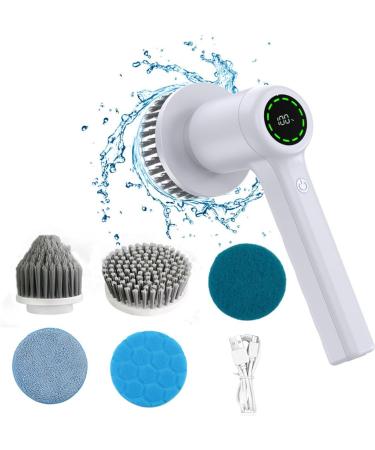 Rofawee Electric Spin Scrubber Cordless Cleaning Brush ing Power Shower Scrubber with 4 Replaceable Cleaning Heads and 2 Adjustable Speeds for Bathroom Kitchen Floor Tile (White) - Buy Online on GoSupps.com