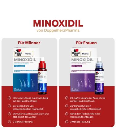 Minoxidil Double Heart 20 mg/ml Solution for Women's Hair Loss - 3x60 ml | Effective Treatment for Thinning Hair | International Shipping - Buy Online on GoSupps.com