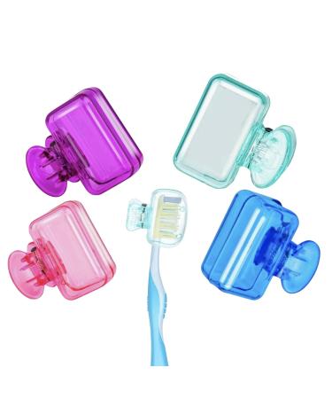 Electric toothbrush cover bristle protection opening and closing with clips resistant hygienic made of plastic recyclable dustproof mold -resistant 4 pieces colorful light blue blue