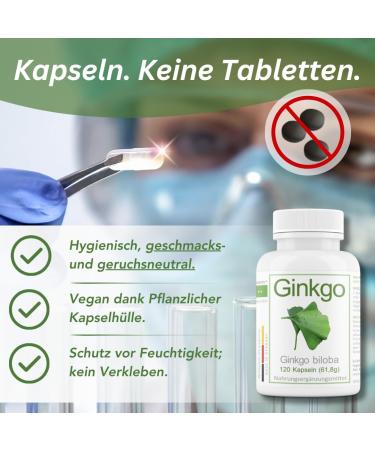 Ginkgo Biloba Leaf Powder 420mg - Vegan High Dose Made in Germany | 120 Capsules 4-Month Supply | Test Winner | Hochrein Pharmacy - Buy Online on GoSupps.com